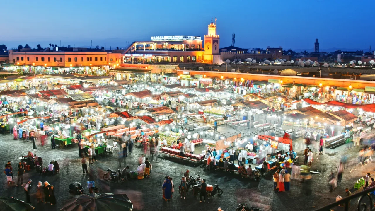 jemaa elfnaa square in medina of marrakesh morocco