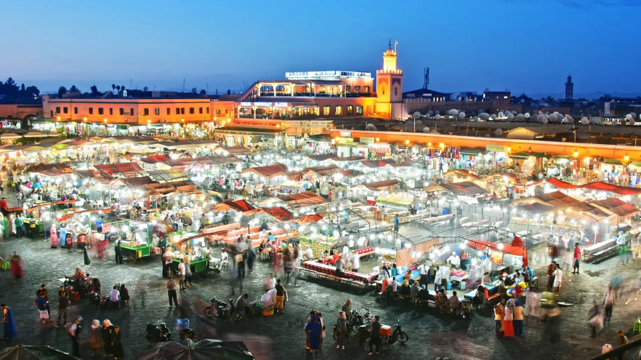 jemaa elfnaa square in medina of marrakesh morocco