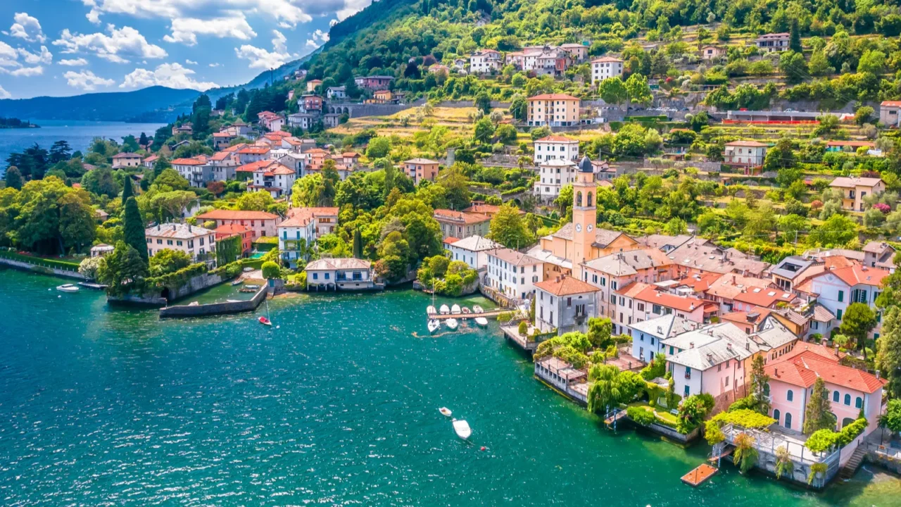laglio idyllic town of laglio on como lake aerial view