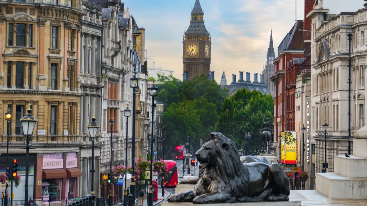 london uk  sep 01 2024 trafalgar square with big