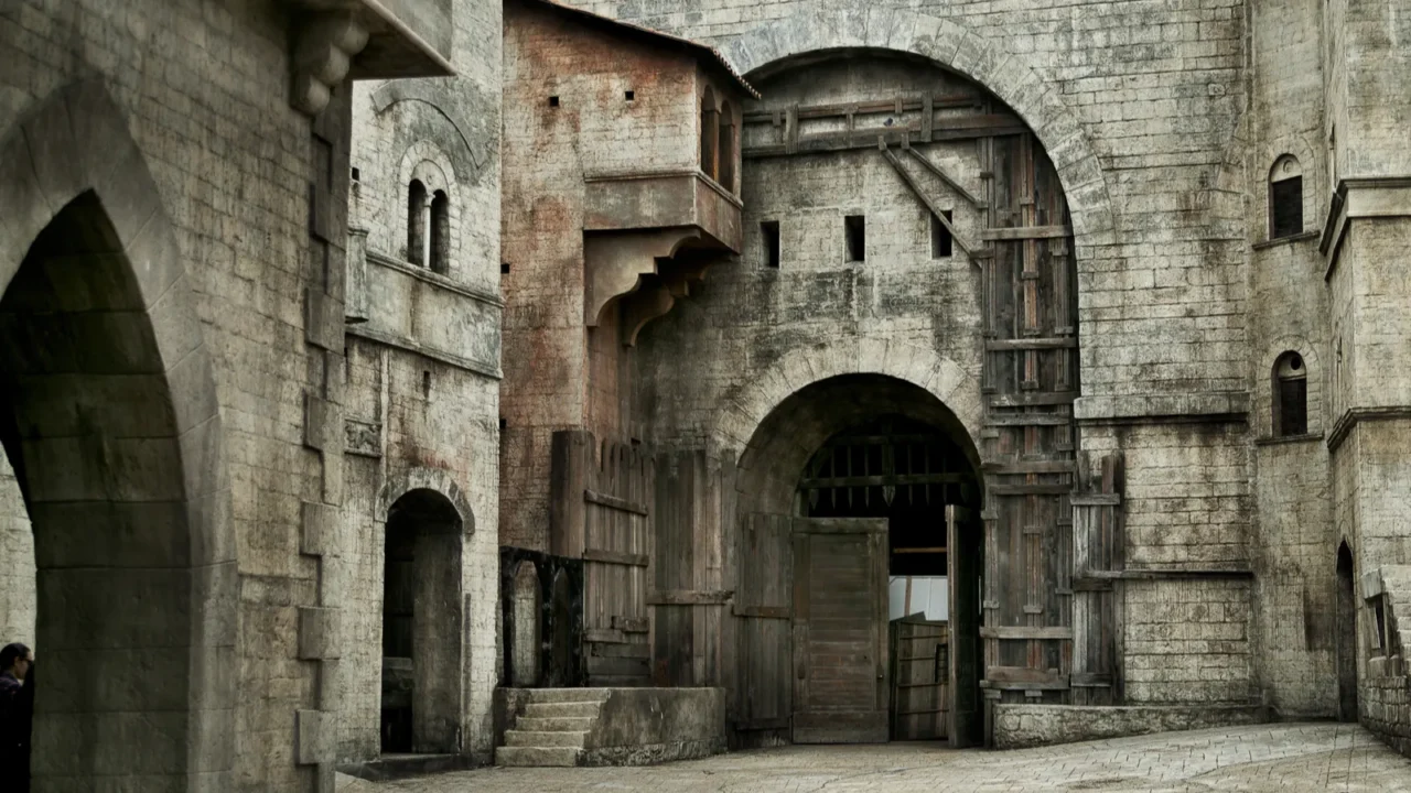 medieval castle in european city