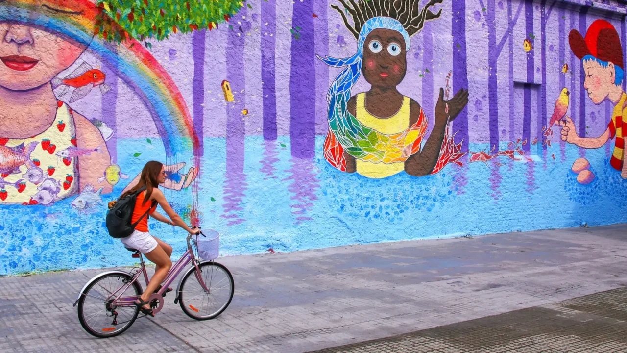 montevideo uruguay  december 9 colorful wall on december 9