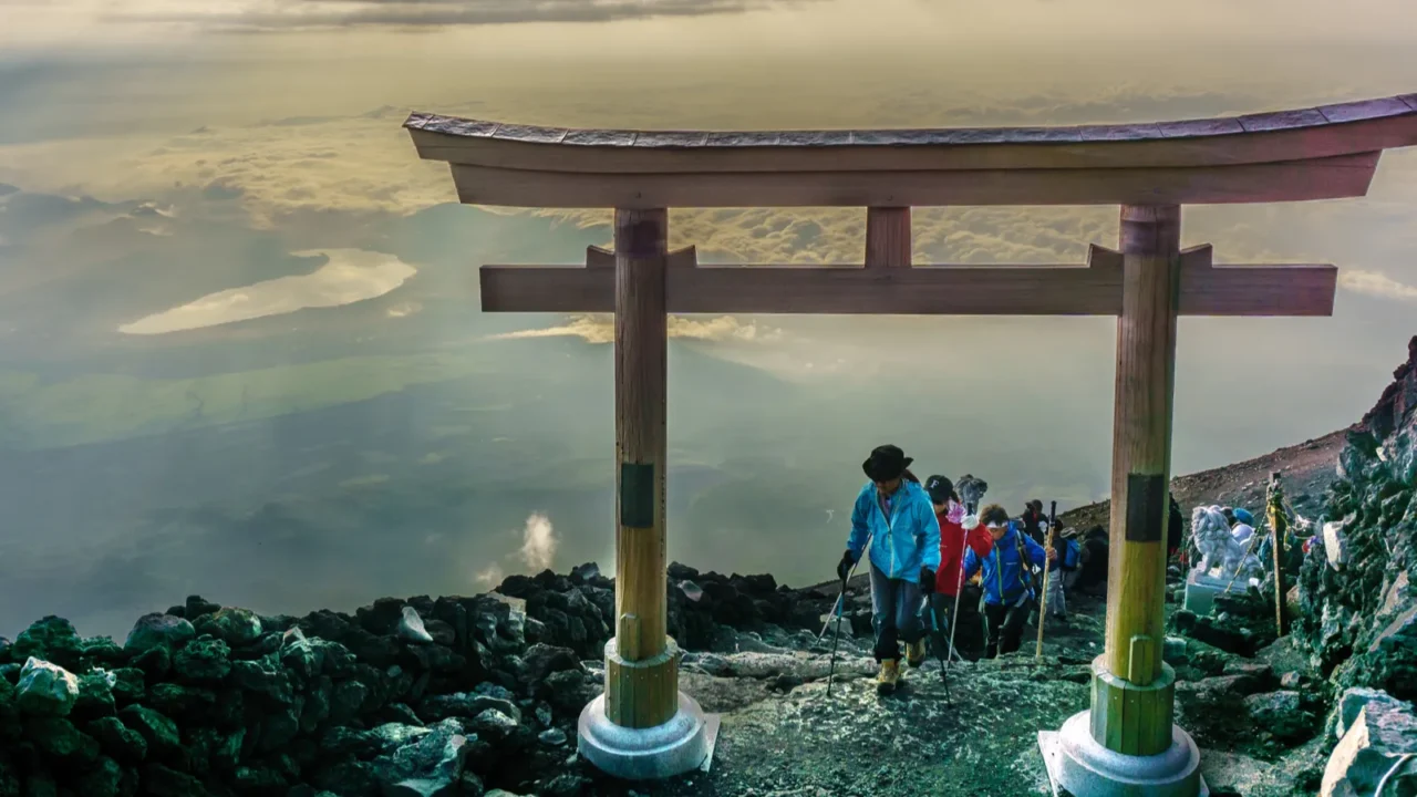 mount fuji yamanashi japan  july 25 2017  torii