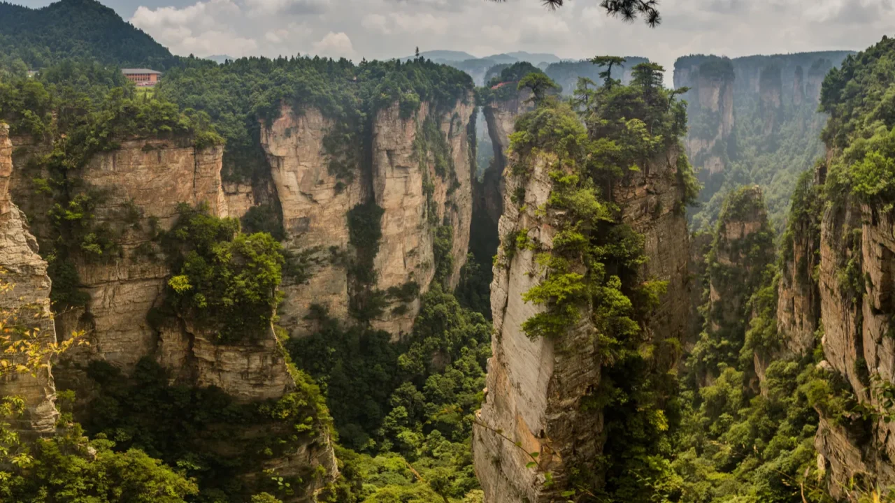 natural rock bridge and sandstone landscape of wulingyuan scenic and