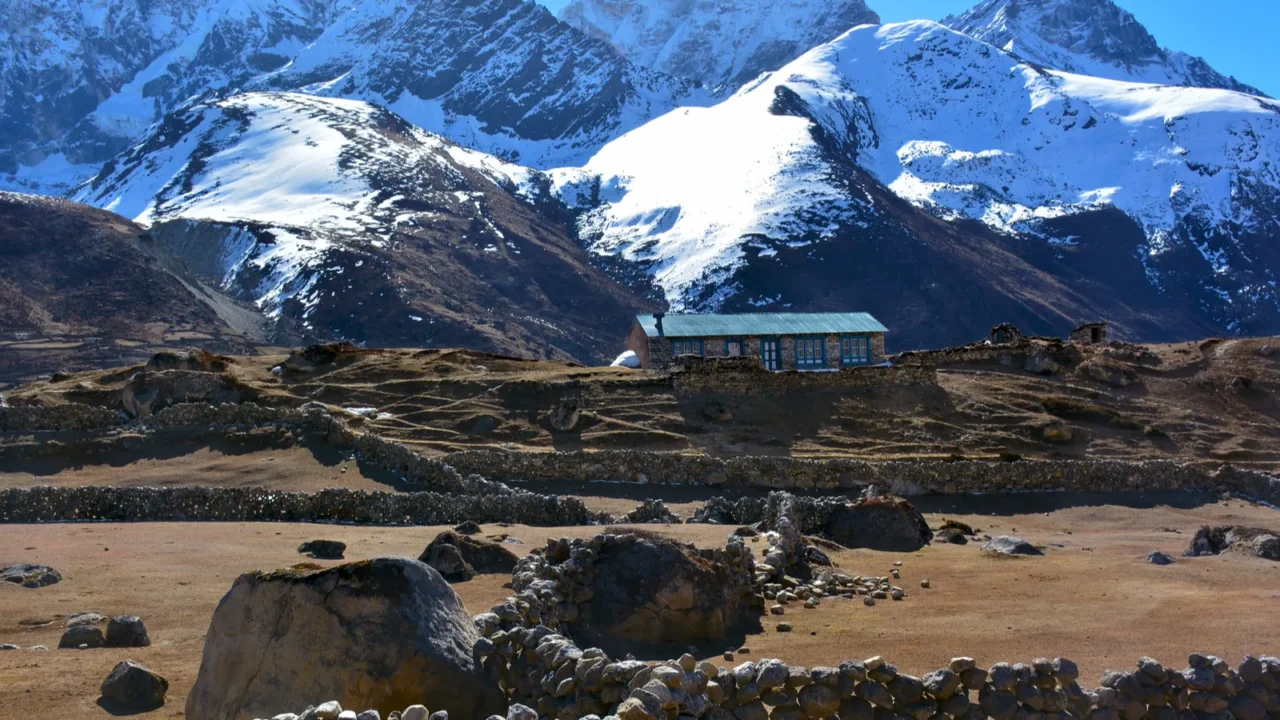 nepalese shepherds village kharka  summer settlement of yak an