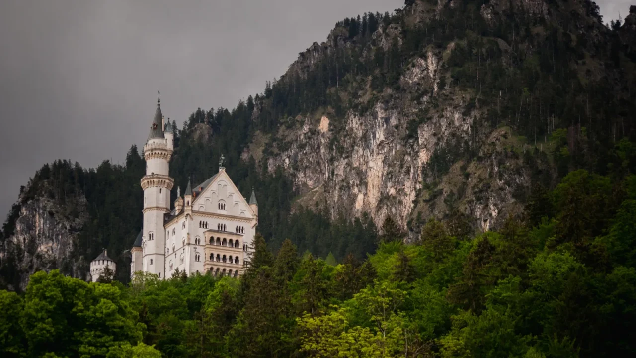 neuschwanstein lovely autumn landscape panorama picture of the fairy tale
