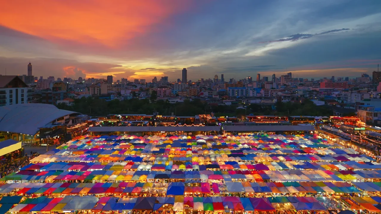night market the train of ratchada at bangkok city at