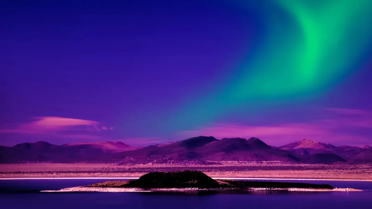 northern lights over lake