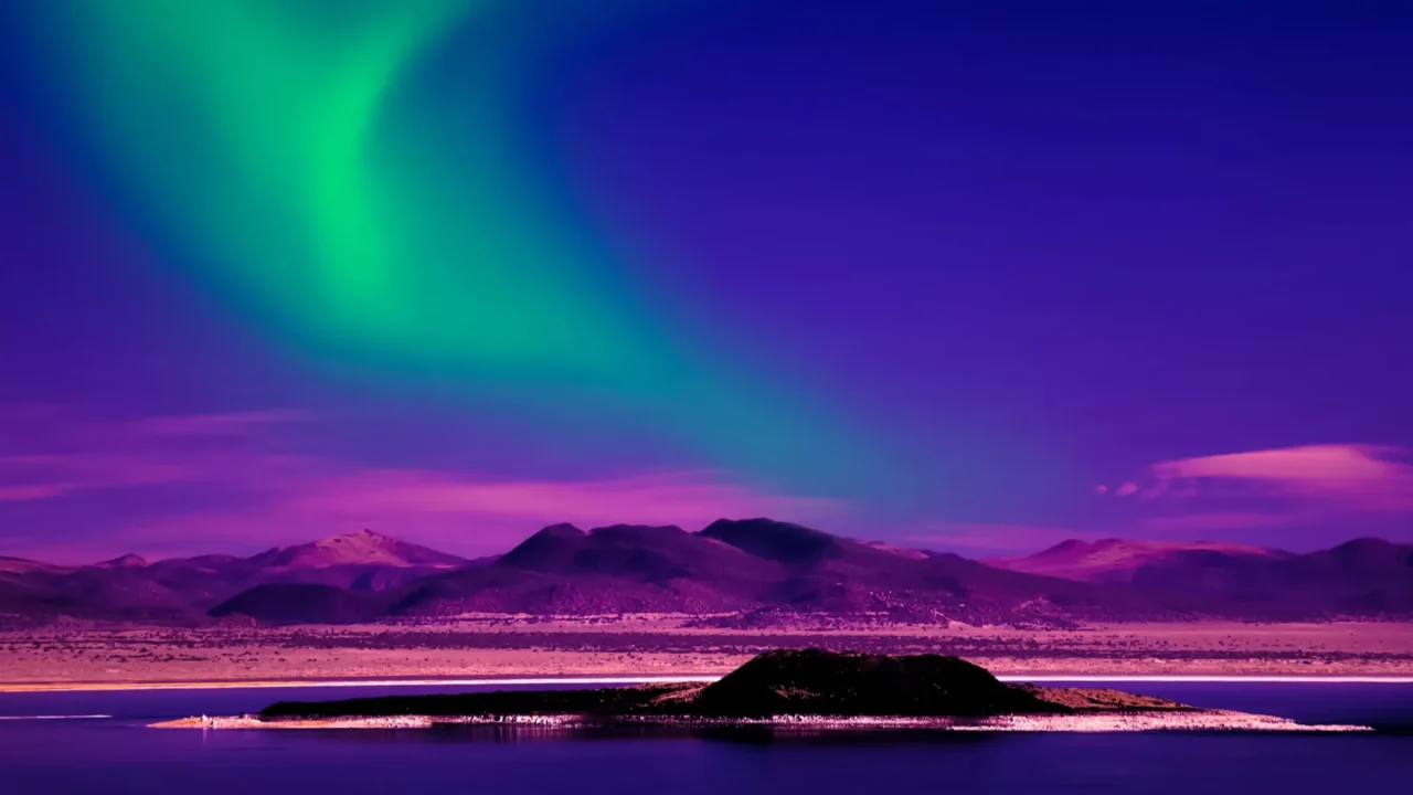 northern lights over lake