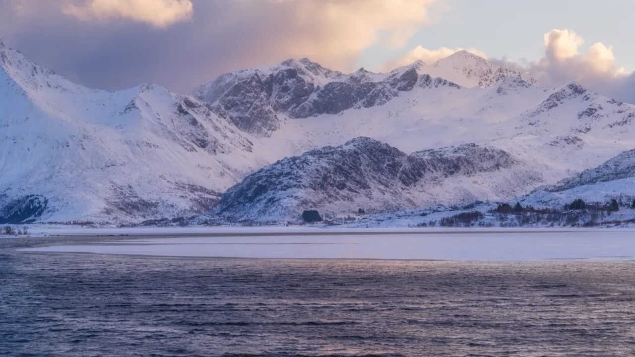 norway nature in fjords high mountains and reflections sunset in