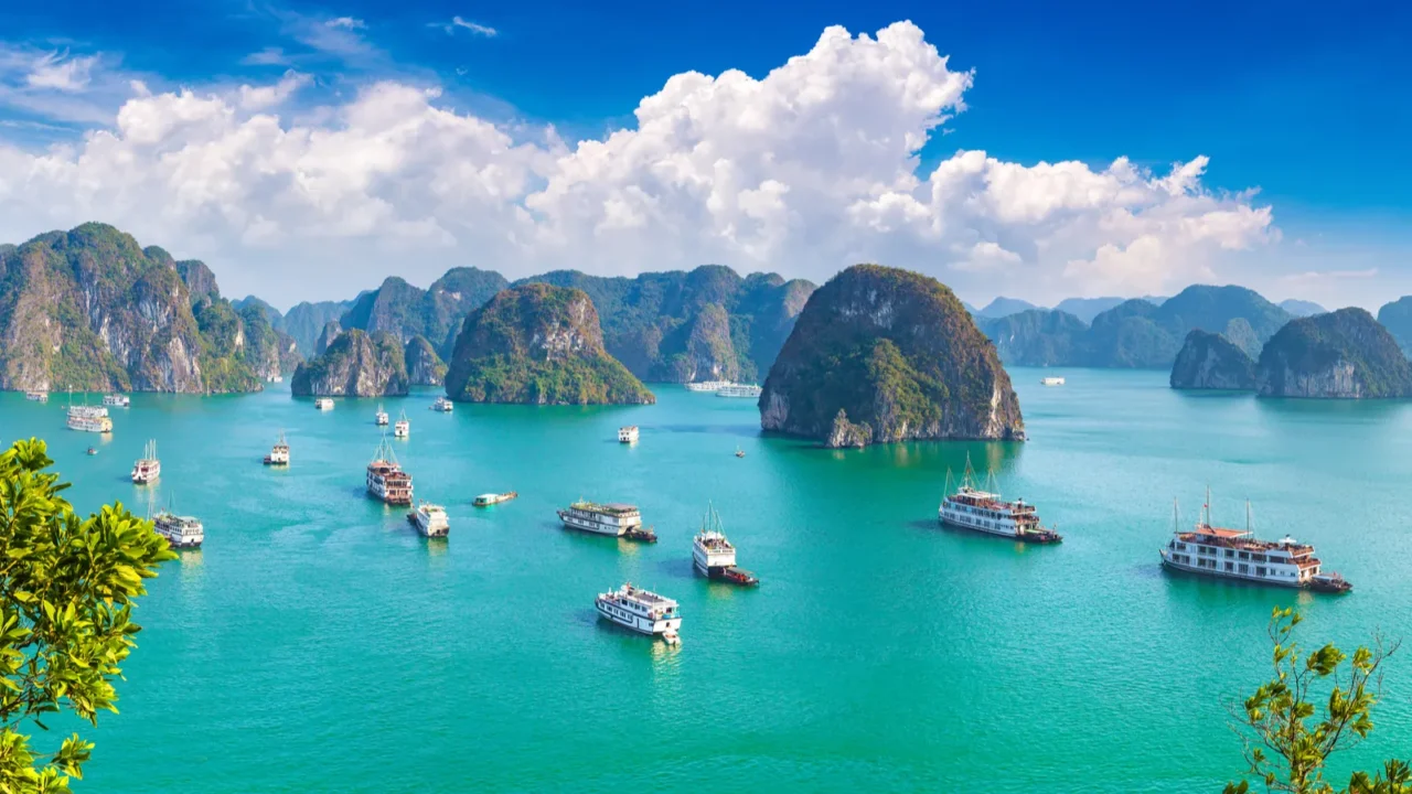 panorama of halon bay vietnam in a summer day