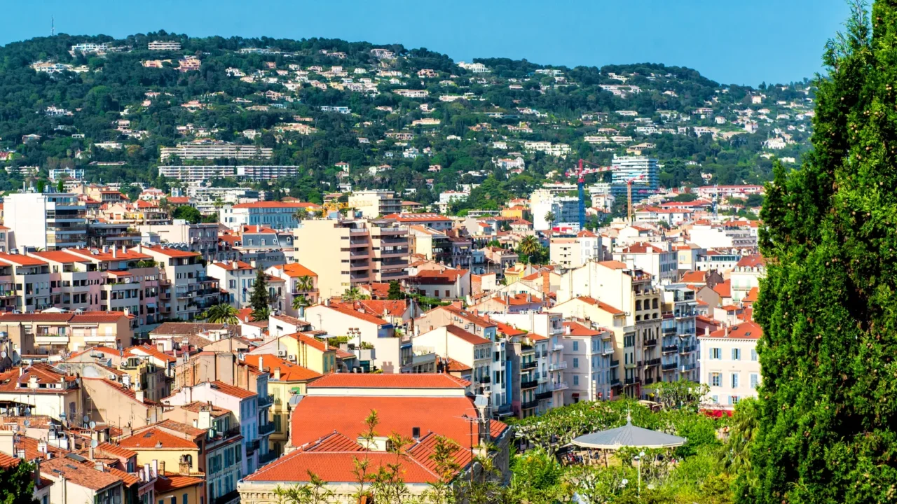 panoramic aerial view of cannes city france