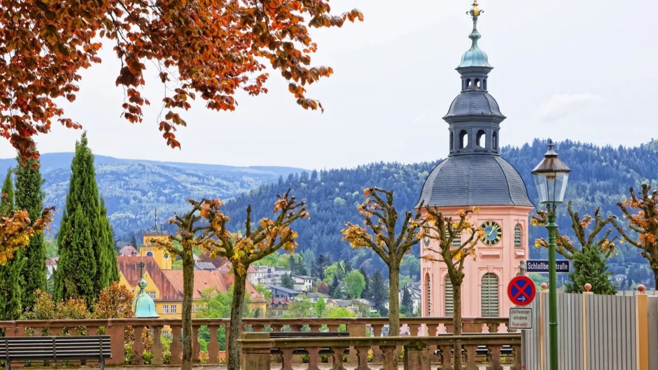 panoramic view on badenbaden church and the city