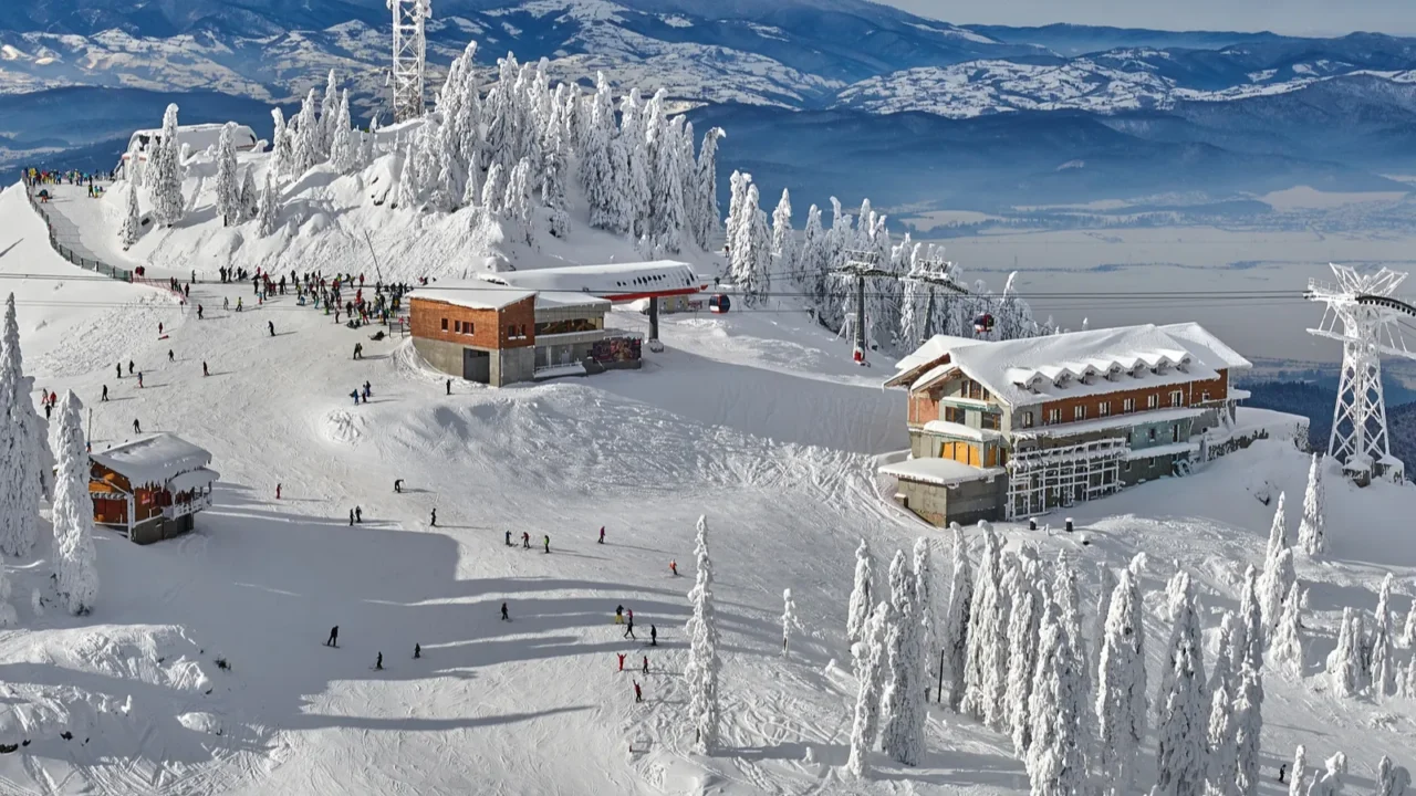 panoramic view over the ski slope poiana brasov ski resort