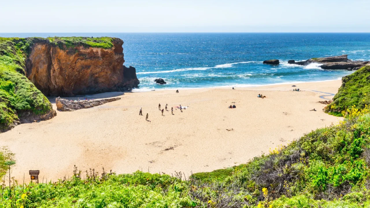 panther beach in california with turquoise waves golden sand and
