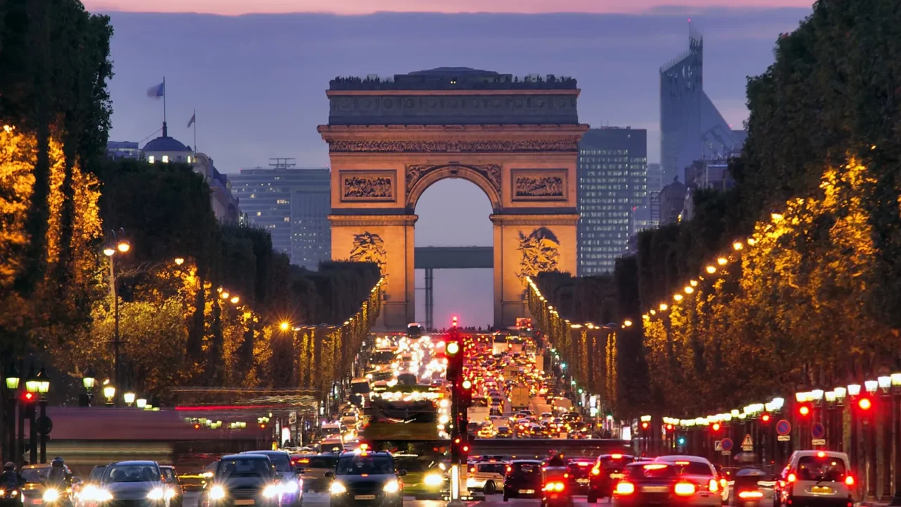 paris champselysees at night
