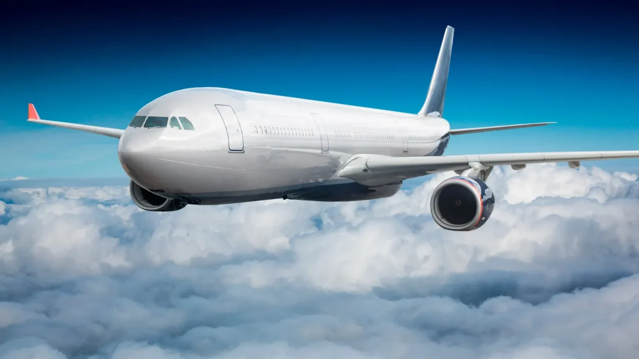 passenger airliner in the sky