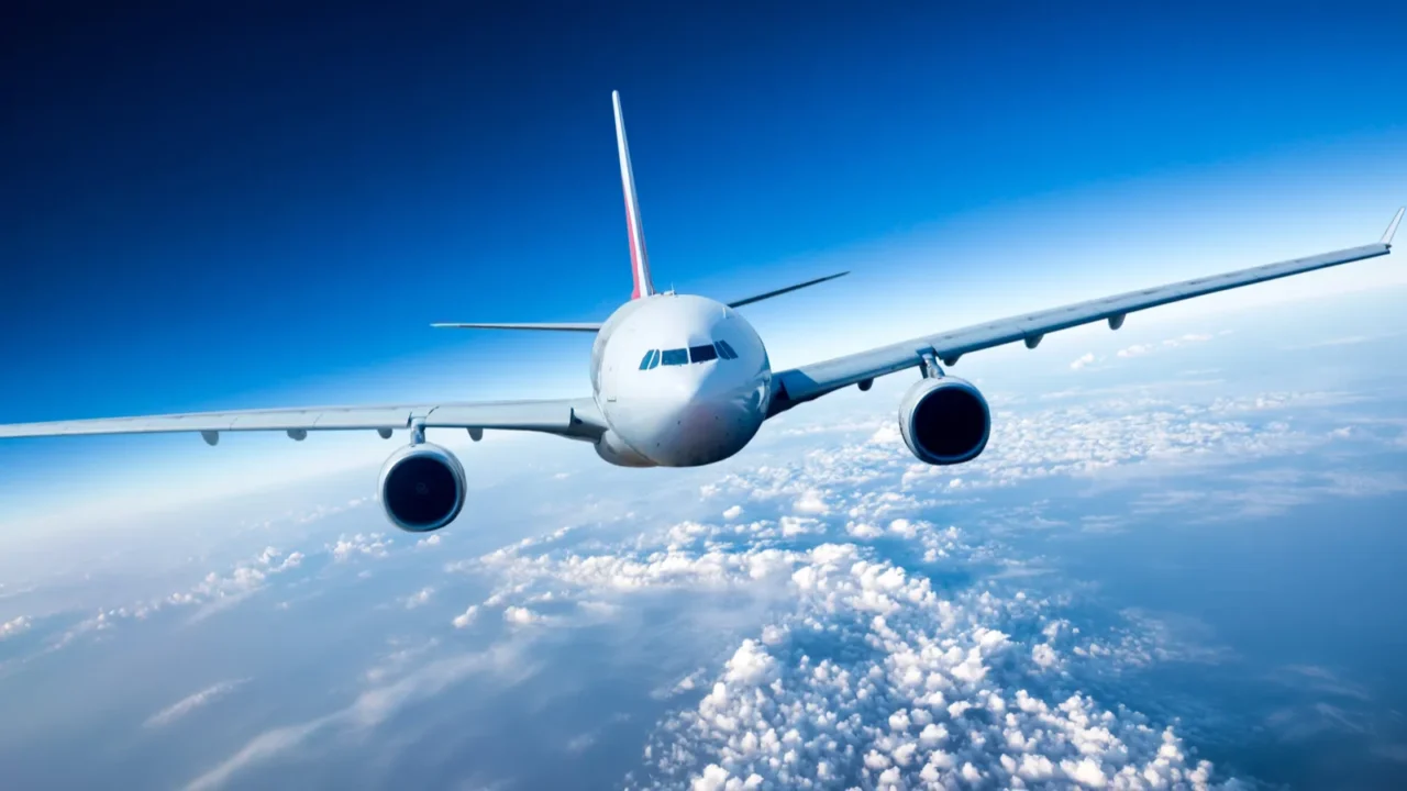 passenger airliner in the sky