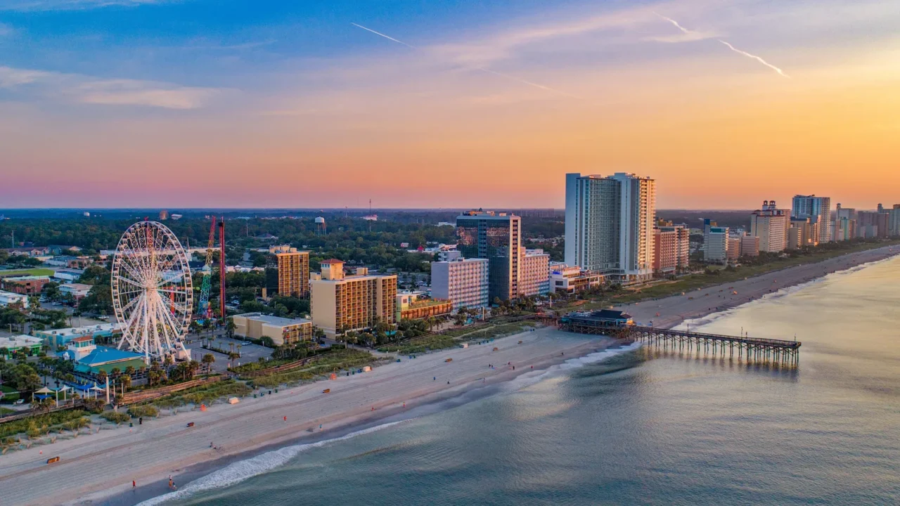 pier in myrtle beach south carolina sc drone aerial