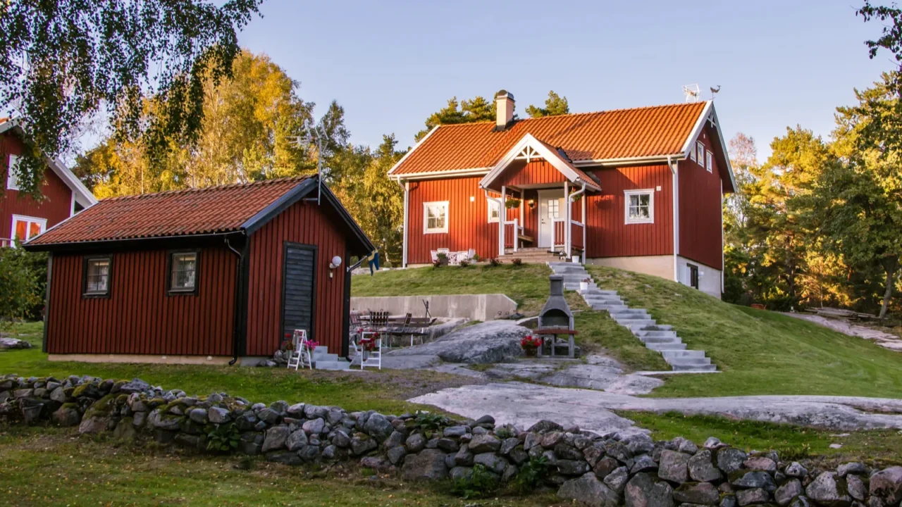 red cottage on the island harstena in sweden principally known