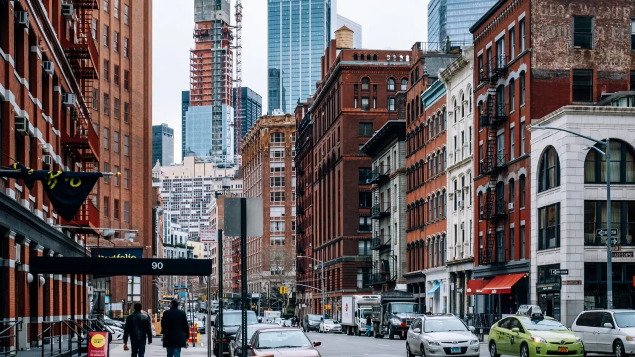 representative red brick architectural of tribeca district in l