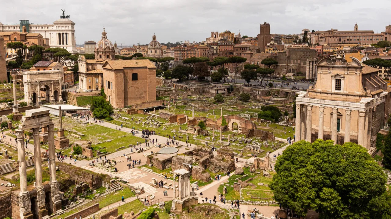 rome italy  june 28 2019 tourists walking around roman