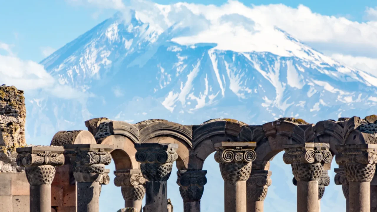 ruins of the zvartnos temple in yerevan armenia