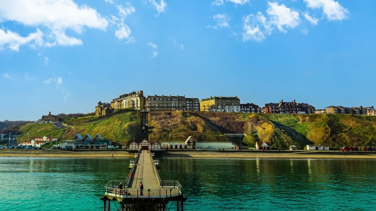 saltburn by the sea pleasure pier shot from a drone