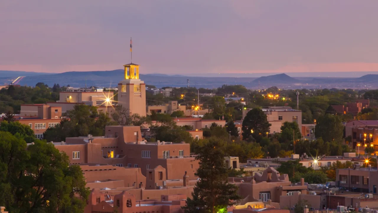 santa fe new mexico at dusk