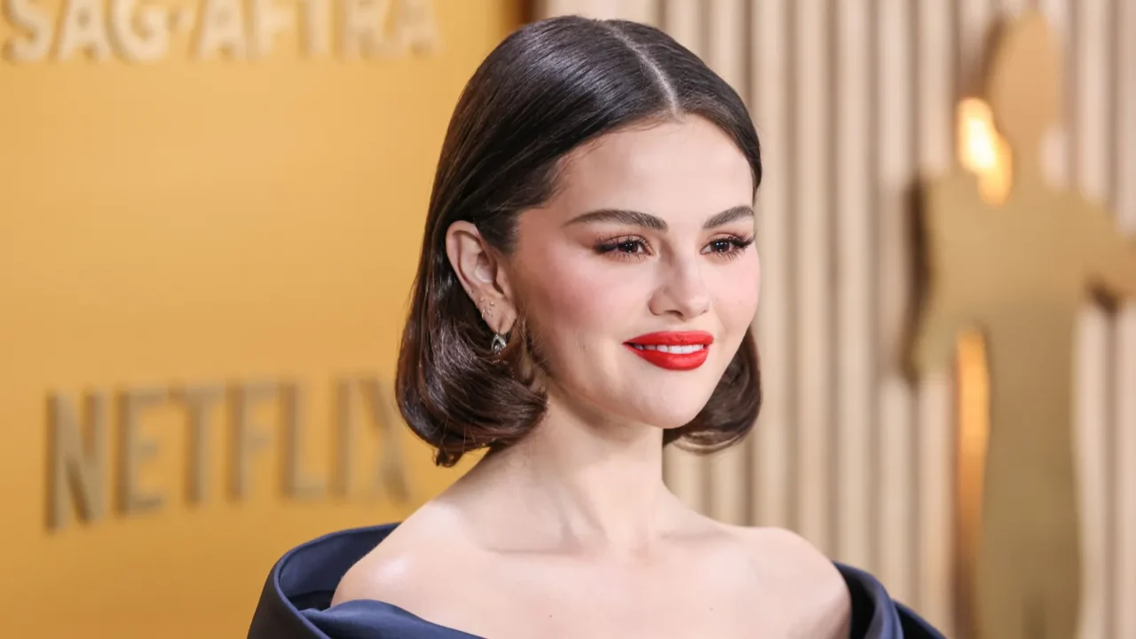 selena gomez wearing a custom celine dress jimmy choo shoes