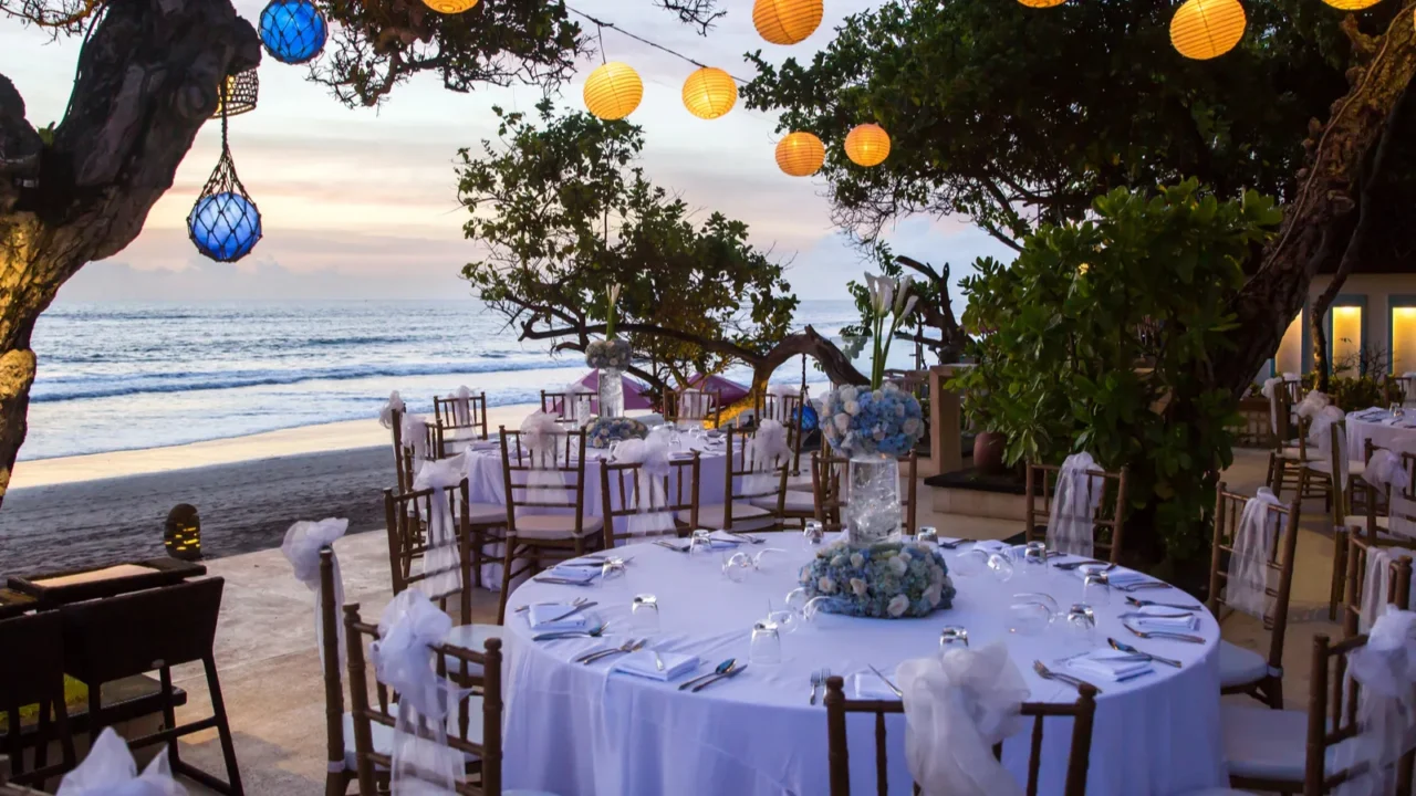 set up for a romantic meal wedding or party on