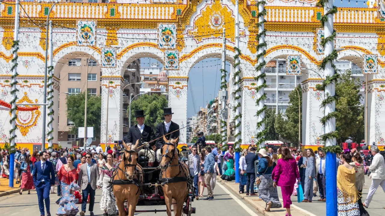 seville spain  may 5 2019 men on a horse