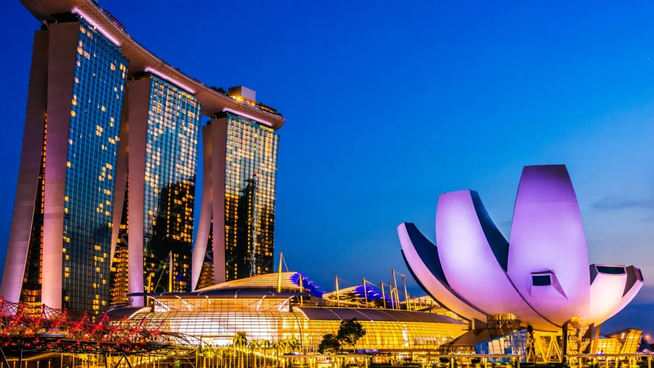 singapore  mar 6 2020 marina bay sands and artscience