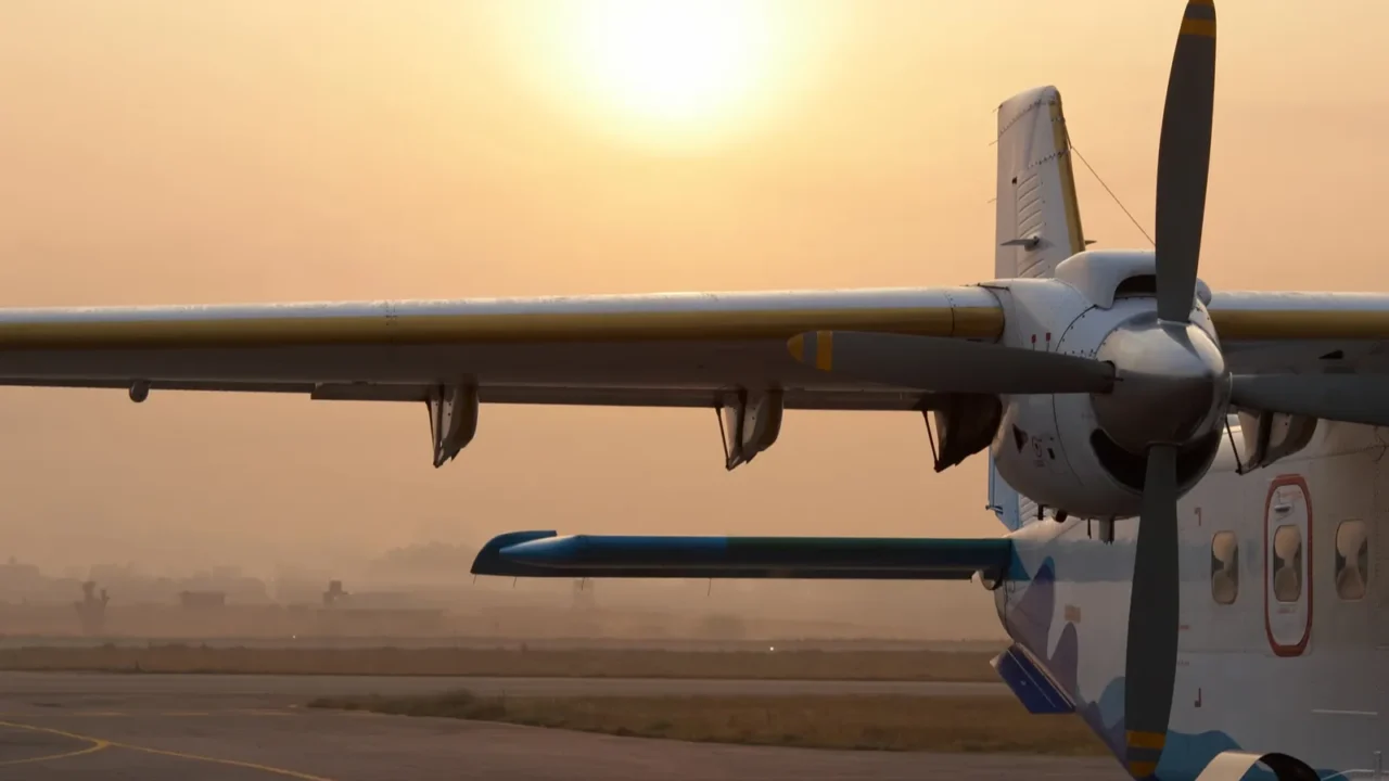 small airplane waiting for flight to lukla in kathmandu airport