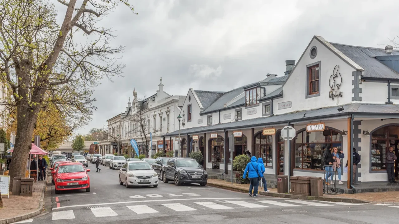 stellenbosch south africa august 16 2018 a street scene in