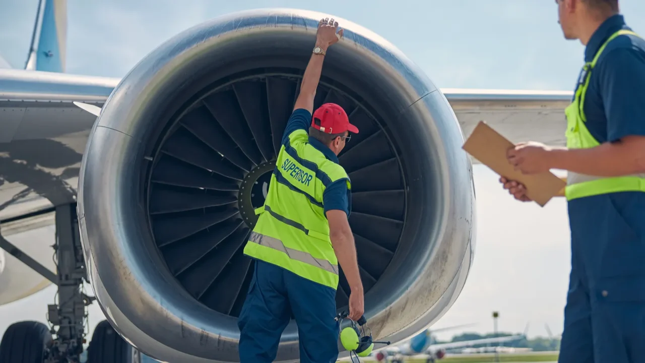 supervisor and his colleague inspecting an air vehicle
