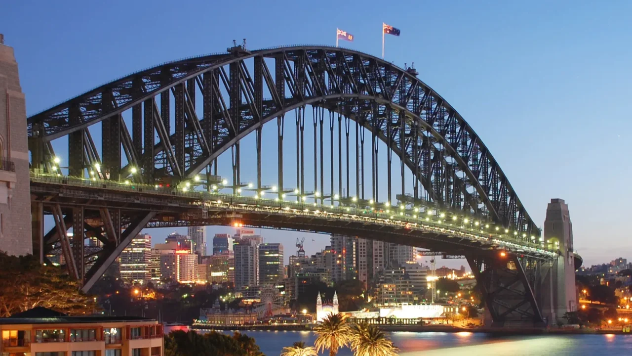 sydney harbour bridge at sunrise