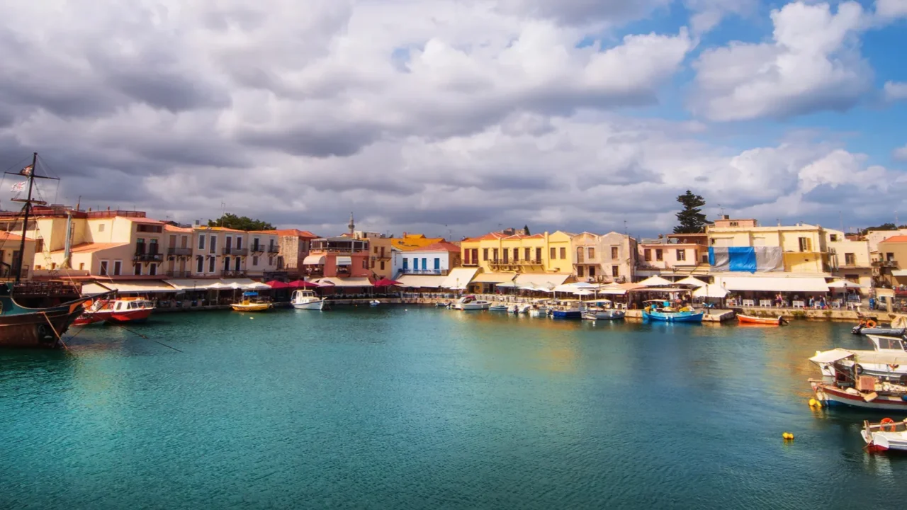the old venetian port in rethymno crete island greece