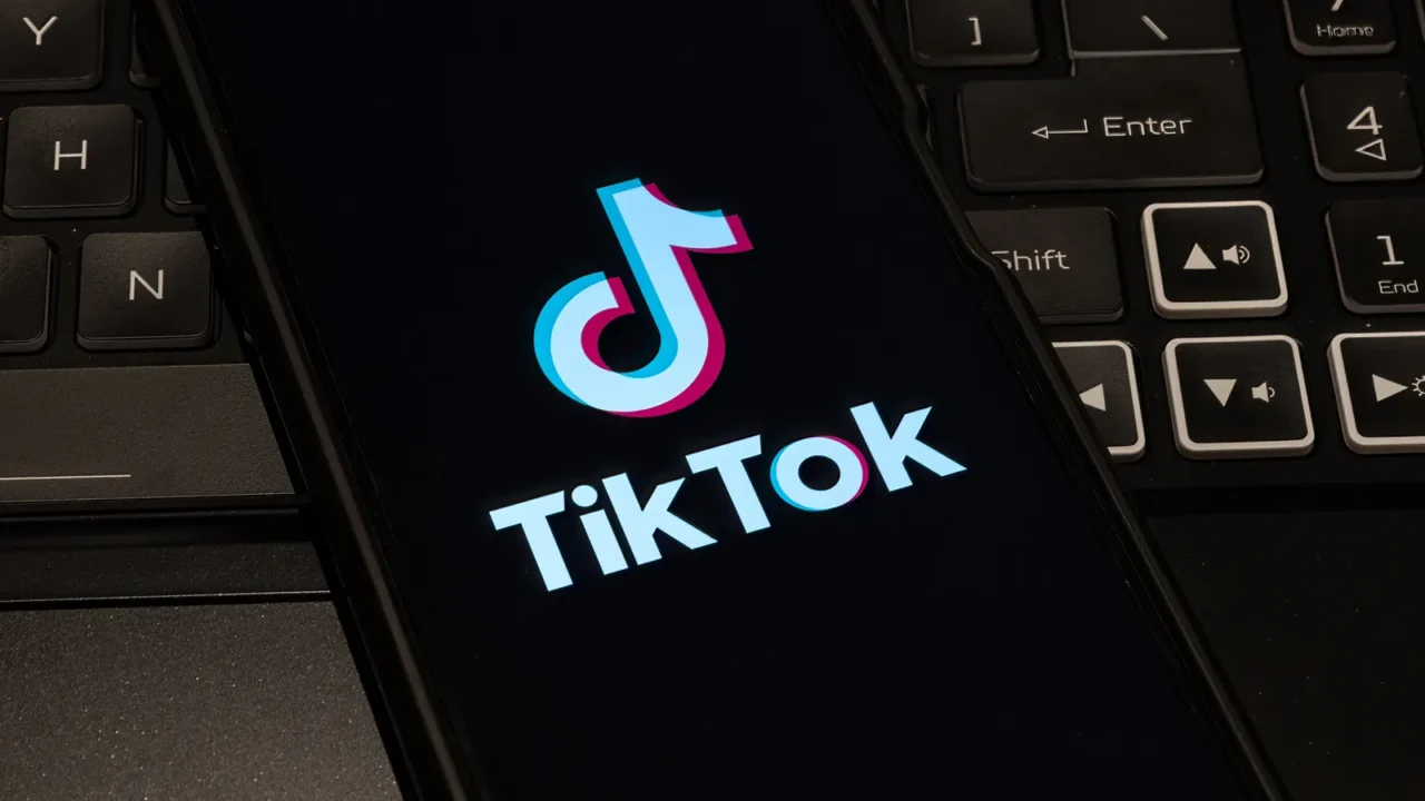 tiktok logo on mobile phone  sydney australia july