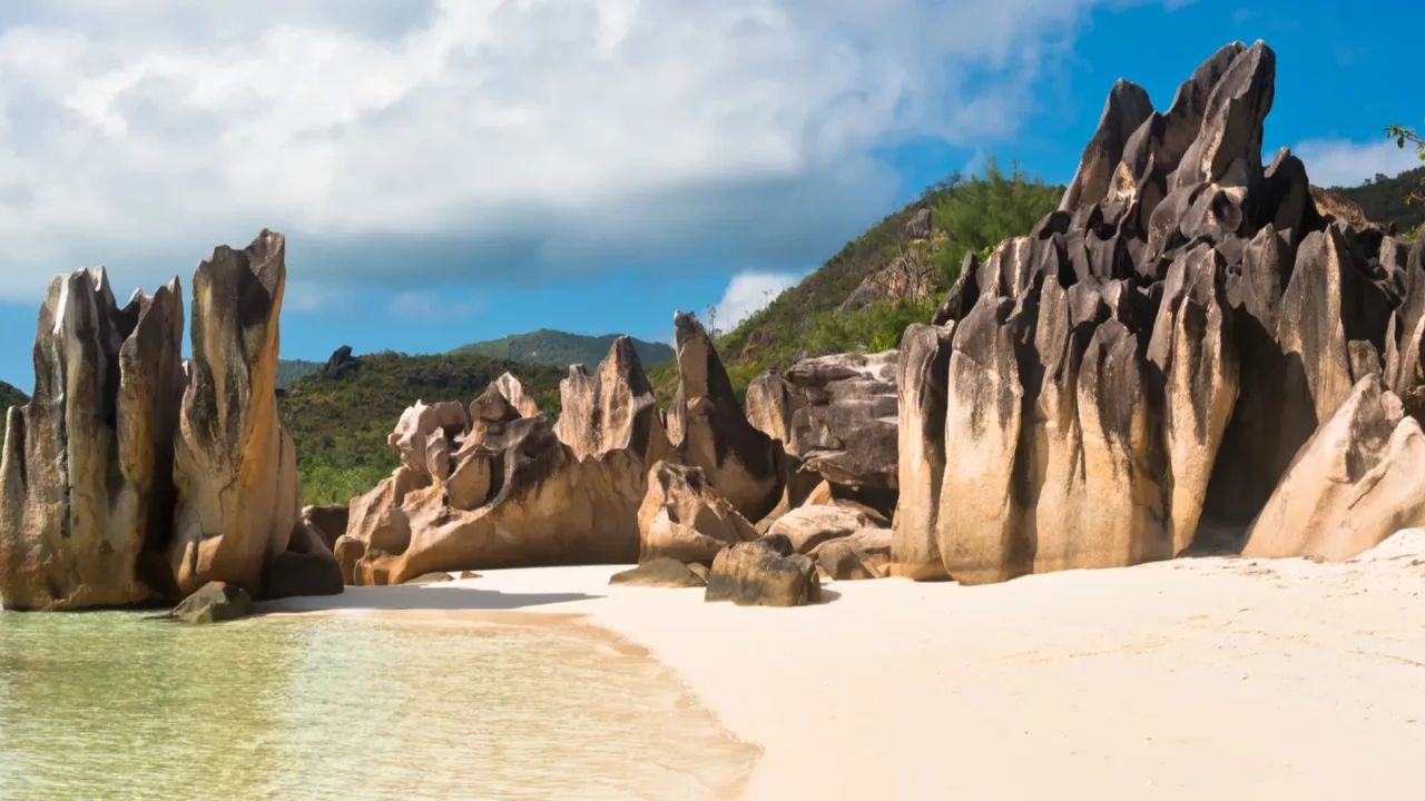 tropical beach at curieuse island seychelles