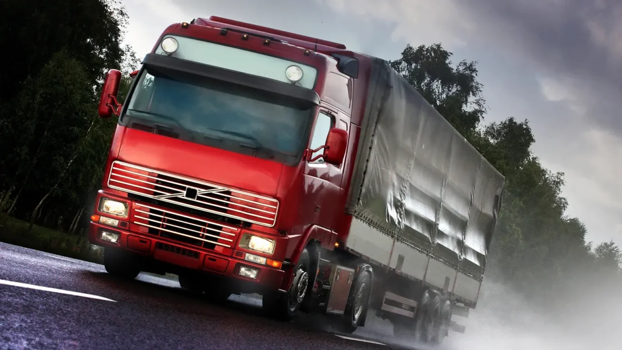 truck driving on countryroad