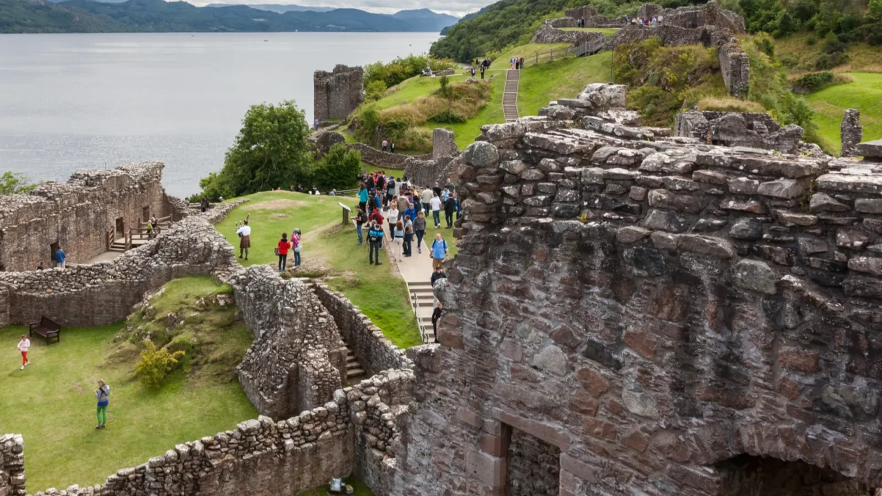 urquhart castle beside loch ness in scotland uk