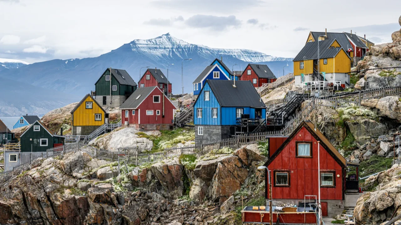 uummannaq island with the magically colorful houses of the inuit