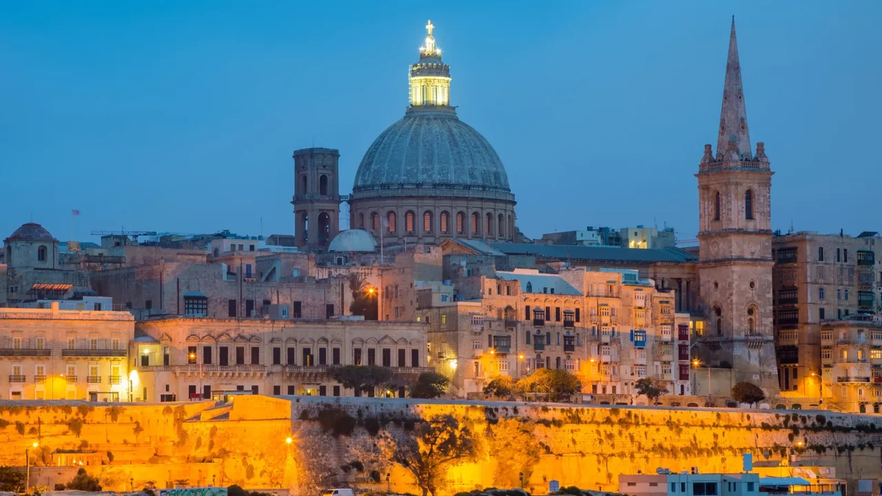 valletta seafront skyline view as seen from sliema malta