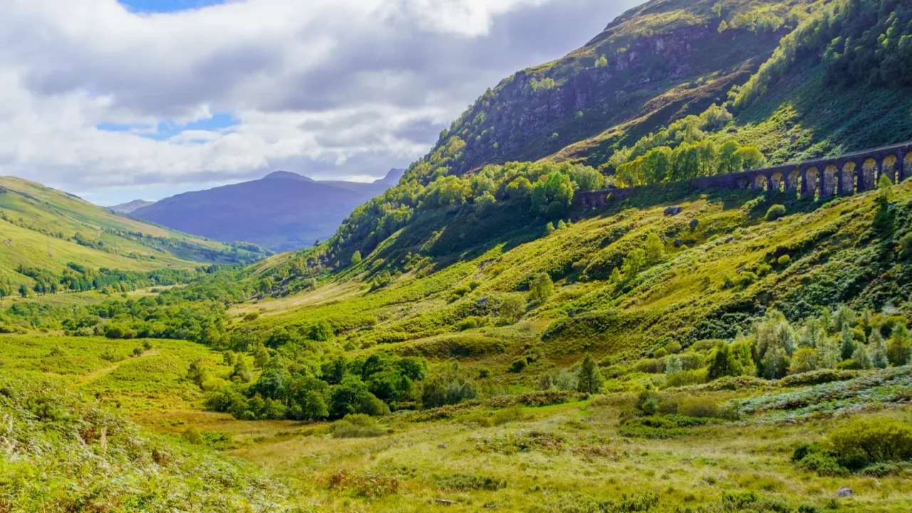 view of glen ogle landscape and viaduct old train bridge