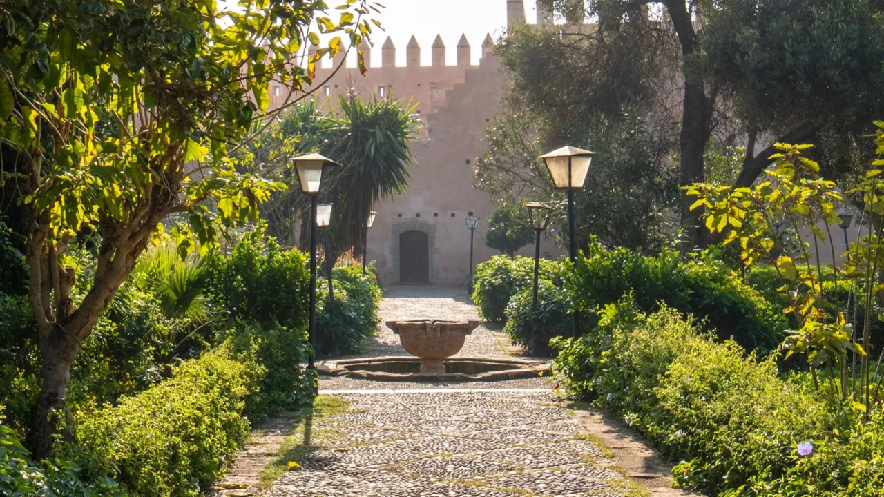 view of the andalusian gardens in the kasbah of the