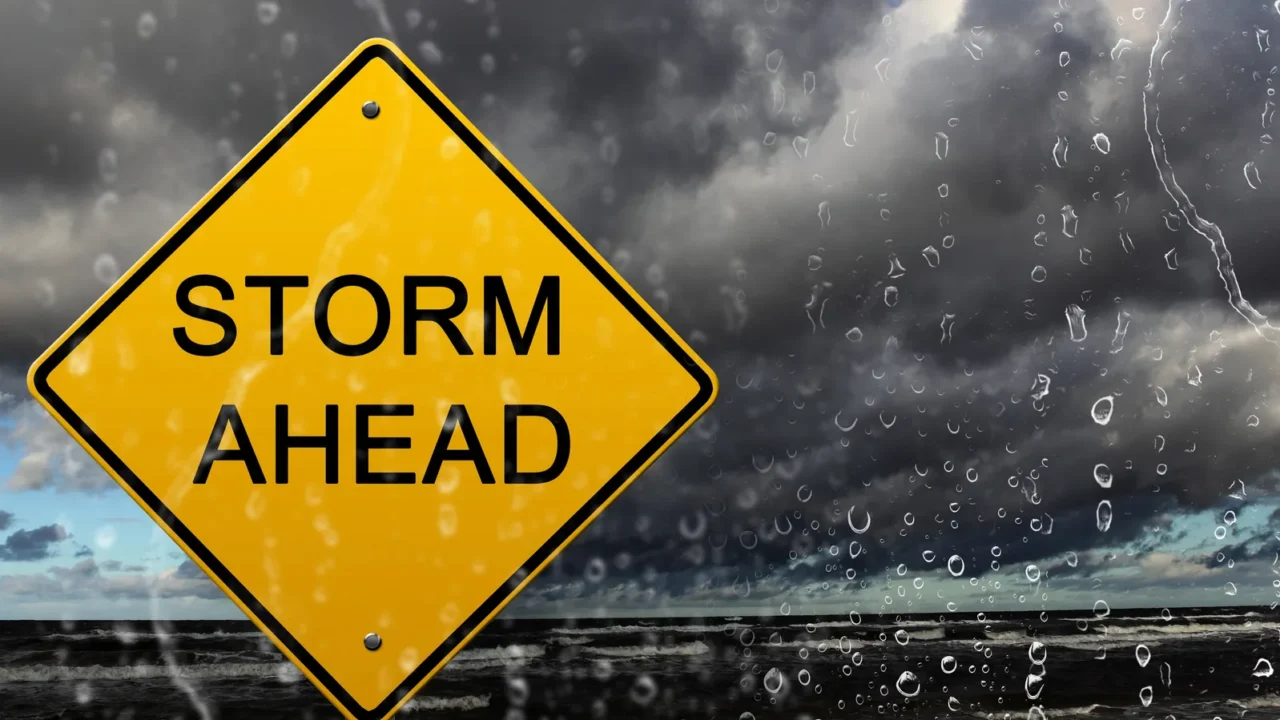 warning sign of bad weather ahead