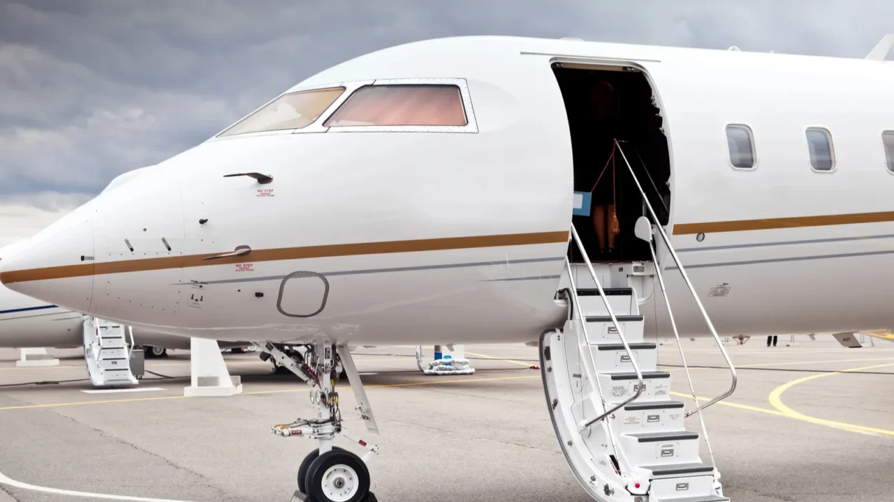 white private business jet