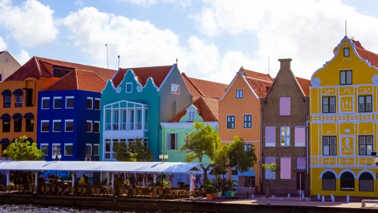 willemstad curacao netherlands  specific coloured buildings i