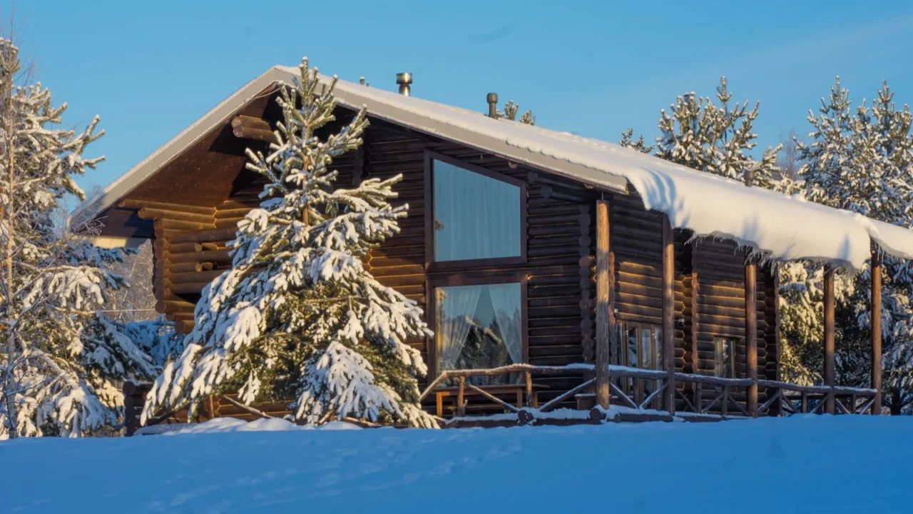 winter landscape with snow sun blue sky and snowy trees